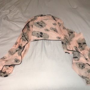 Peach/pink shiffon skull scarf